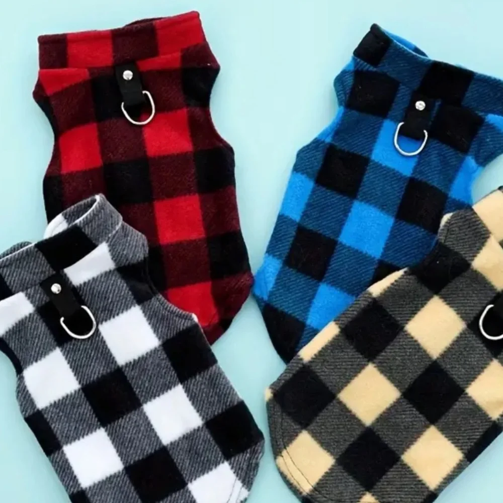 NWT✨ Pet Harness Plaid Flannel Jacket Cat Small Dog sz L *3/$15*